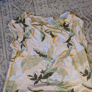 Nicole Miller Linen Top with Green and Yellow Accents